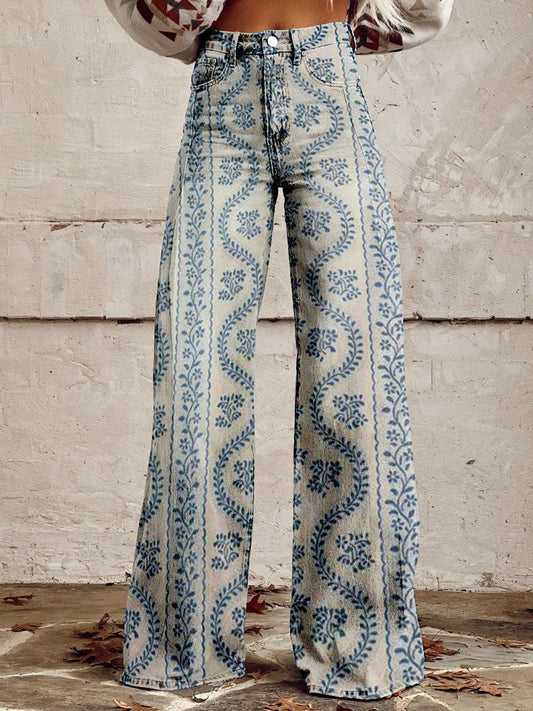 Lieke | Printed Wide Leg Jeans