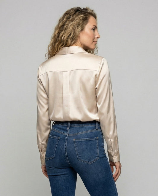 Women's Satin Long Sleeve Blouse