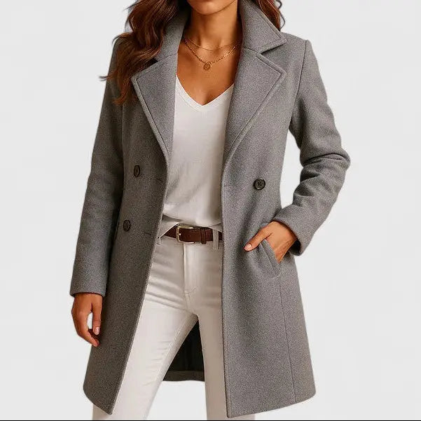 Elegant Longline Wool Coat with Timeless Warmth
