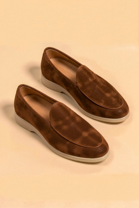 Men's soft suede loafers in beige