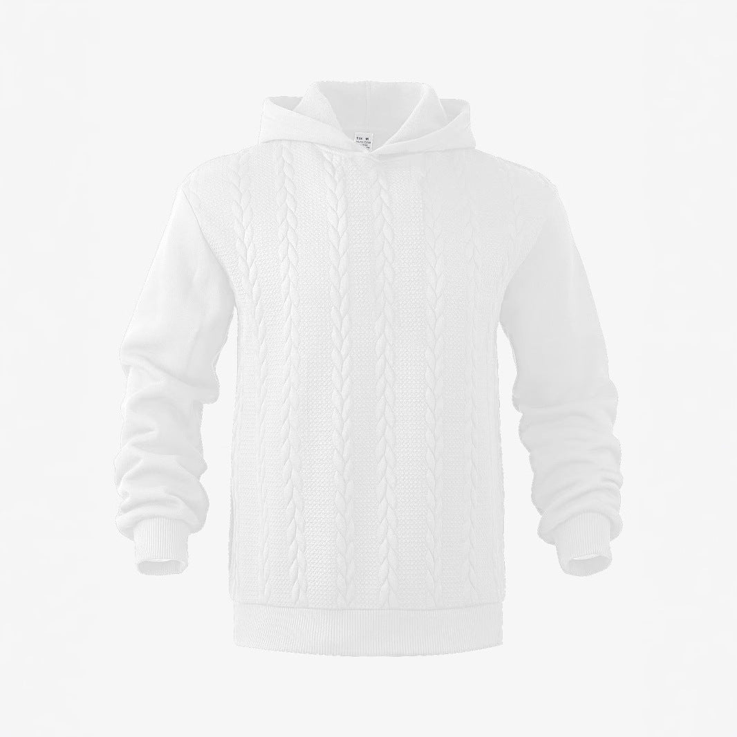 Men's Cable Knit Hoodie in White