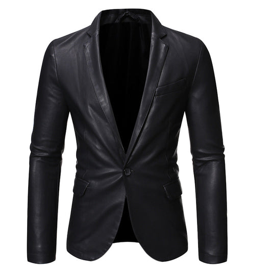 Men's Faux Leather Blazer