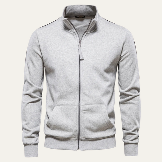 Men's Full Zip Sweat Jacket in Light Grey