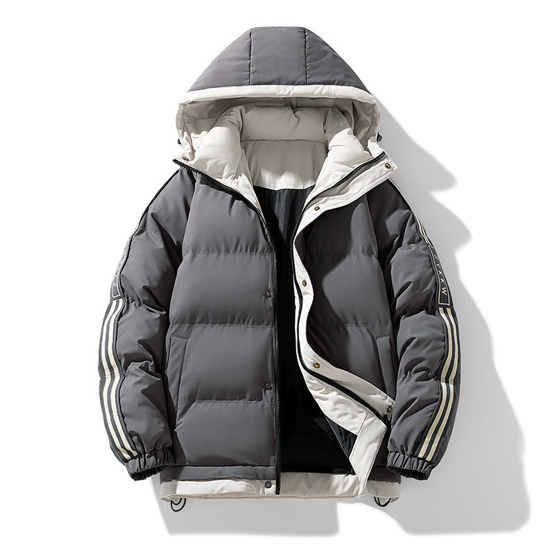 Men's Hooded Puffer Winter Jacket in Charcoal Grey
