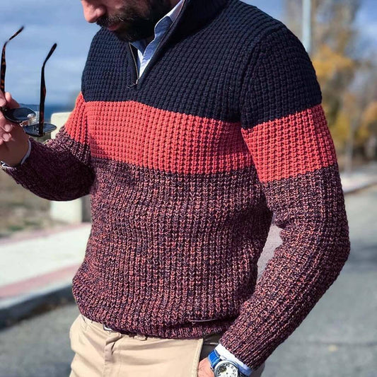 Men's Knitted Cardigan in Red