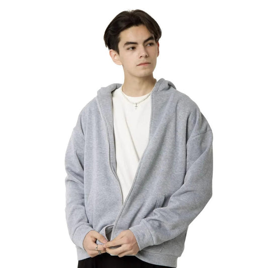 Men's Oversized Zip Up Hoodie in Grey