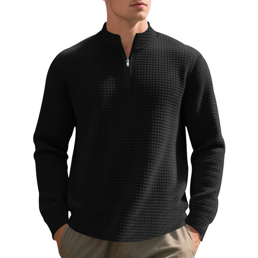 Men's Quarter Zip Waffle Sweater