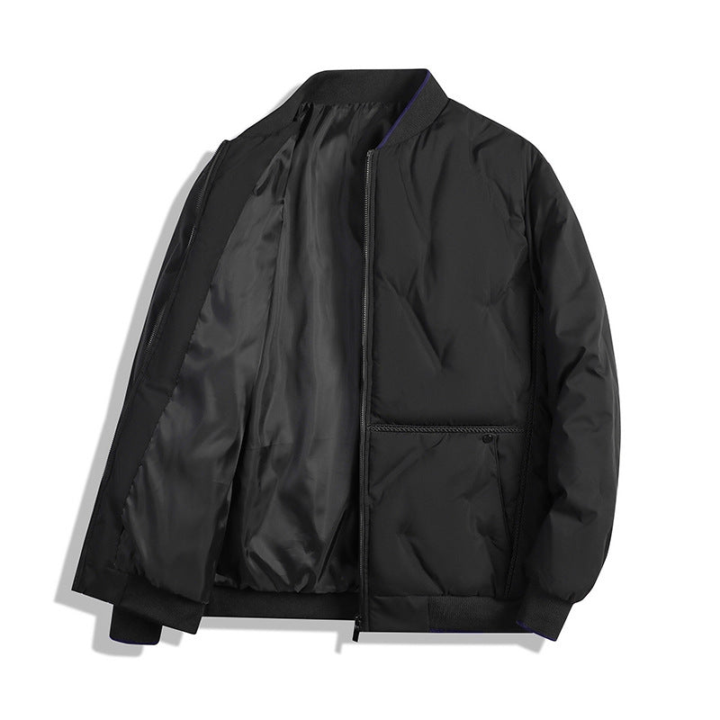 Men's Quilted Bomber Winter Jacket in Black