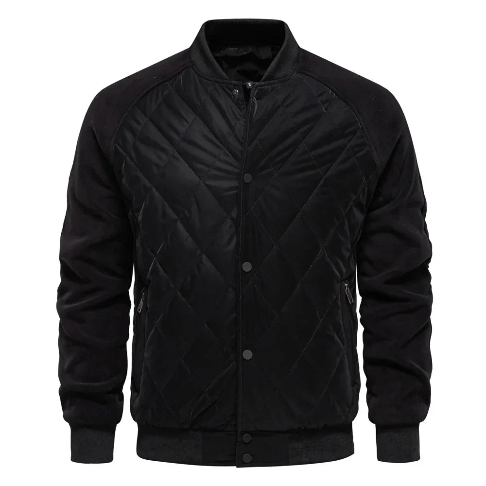 Men's Quilted Varsity Bomber Jacket with Warm Padding