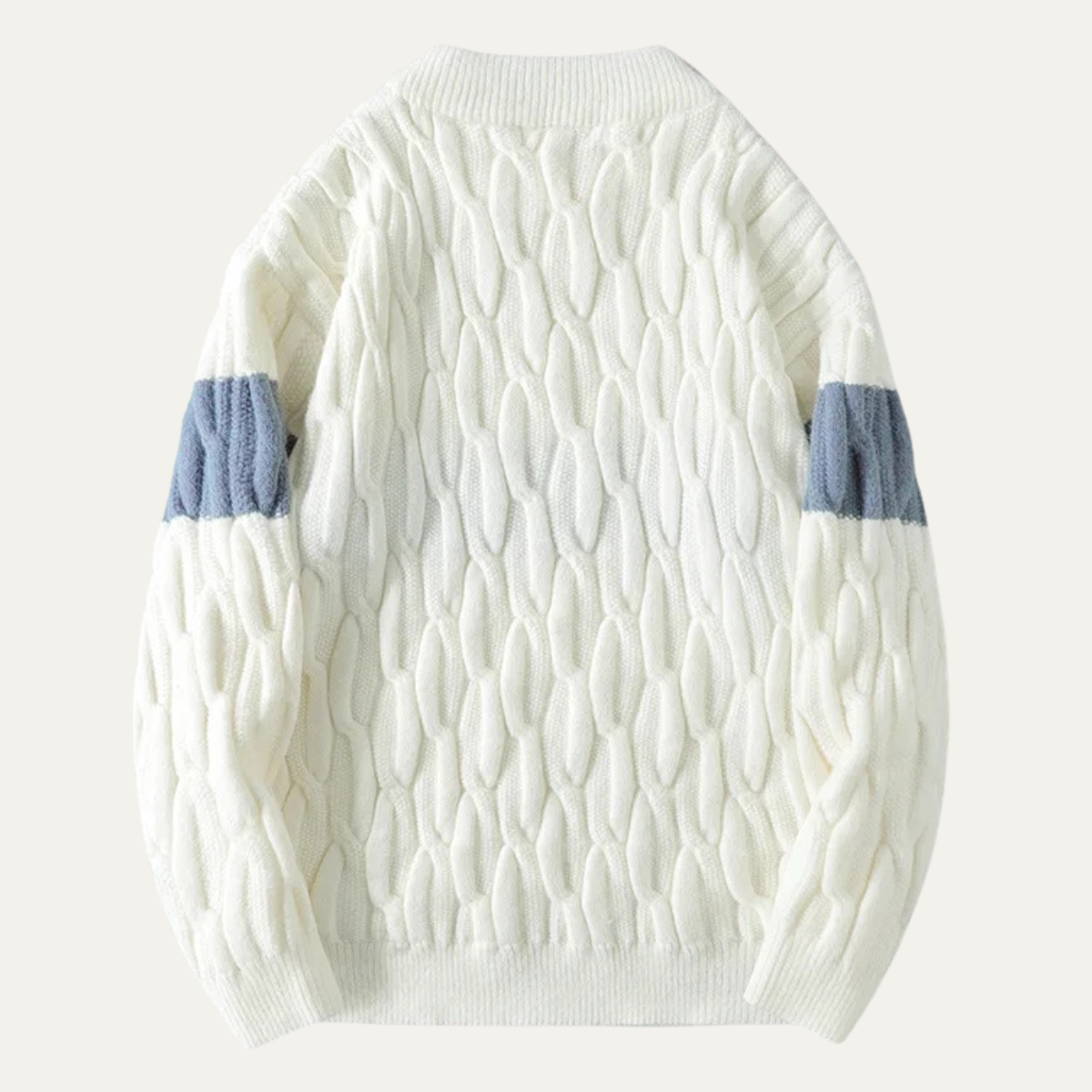 Men's Striped Cable Knit Sweater