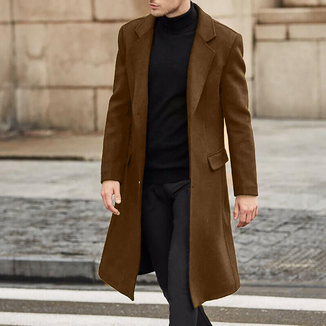 Men's Tailored Longline Overcoat in Brown