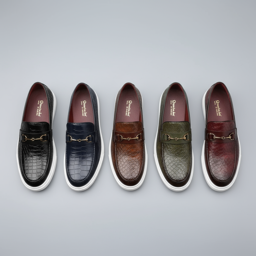 Men's Textured Buckle Loafers