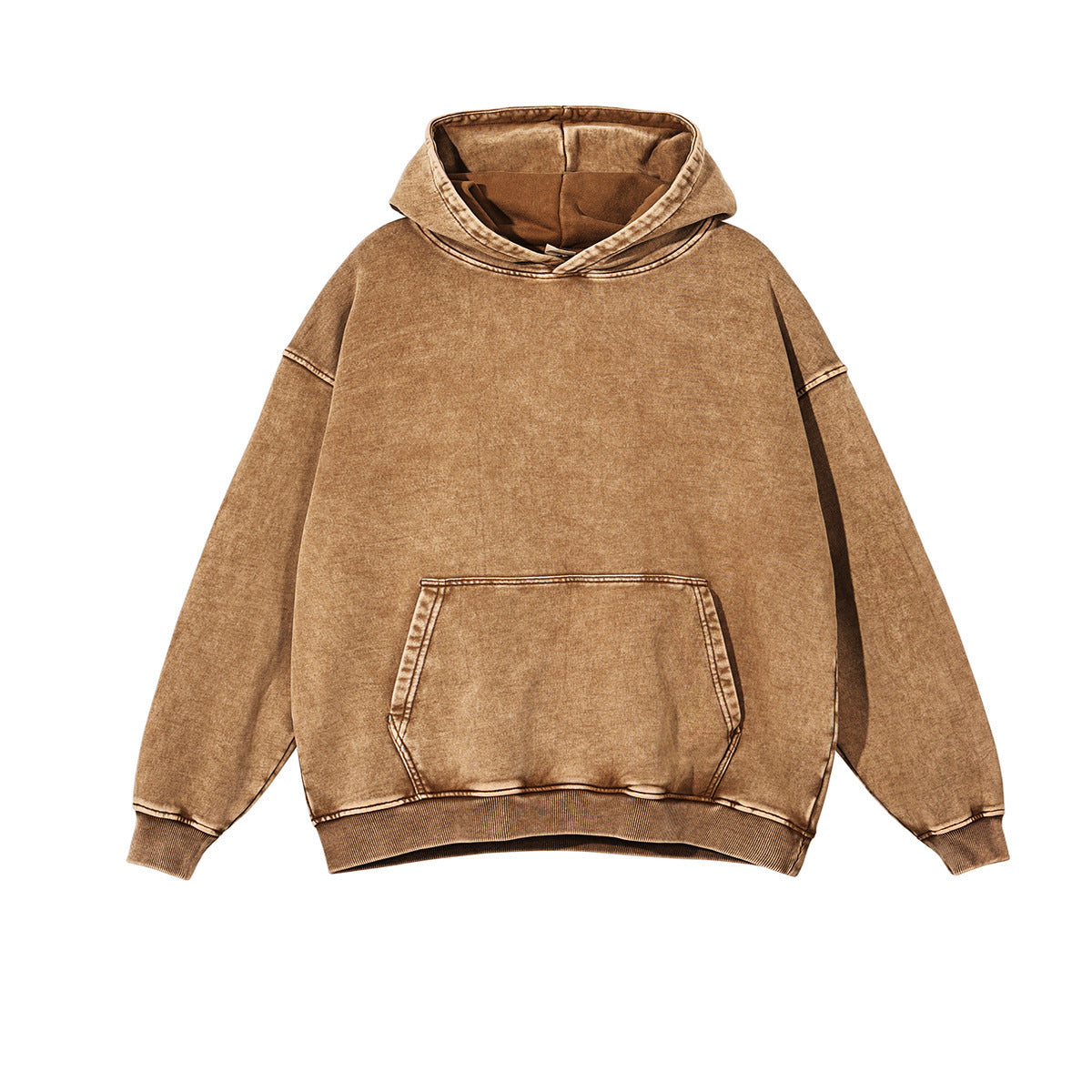 Women's Acid Wash Oversized Hoodie in Batik Brown