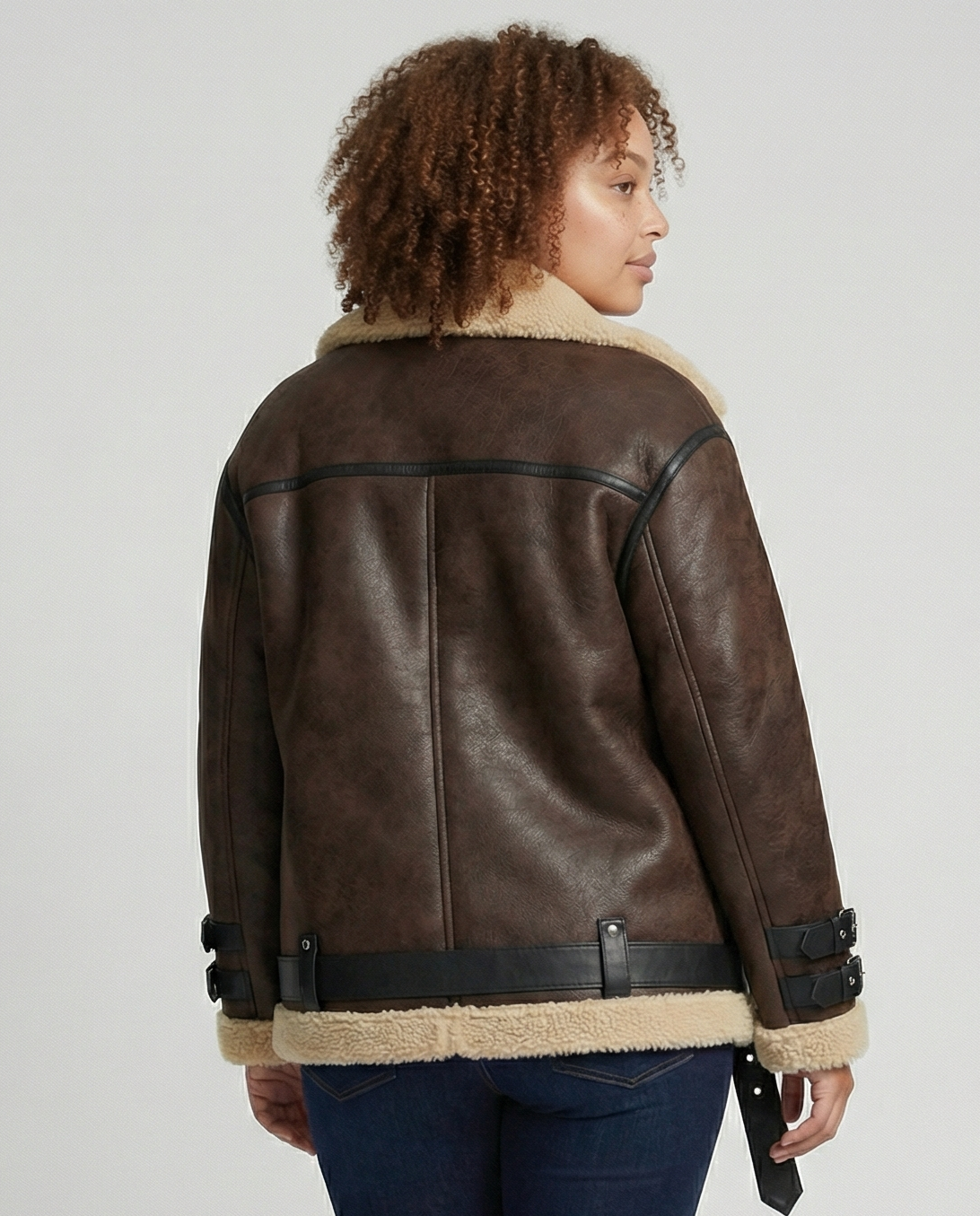 Women's Belted Shearling Collar Jacket