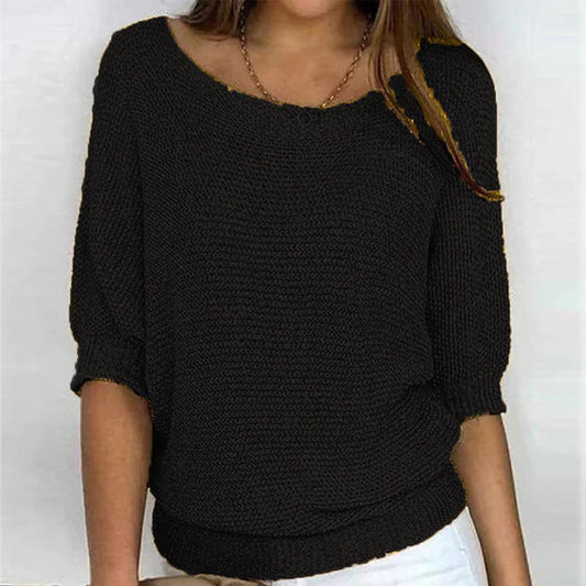 Women's Boat Neck Sweater in Black
