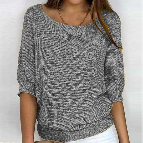 Women's Boat Neck Sweater in Grey