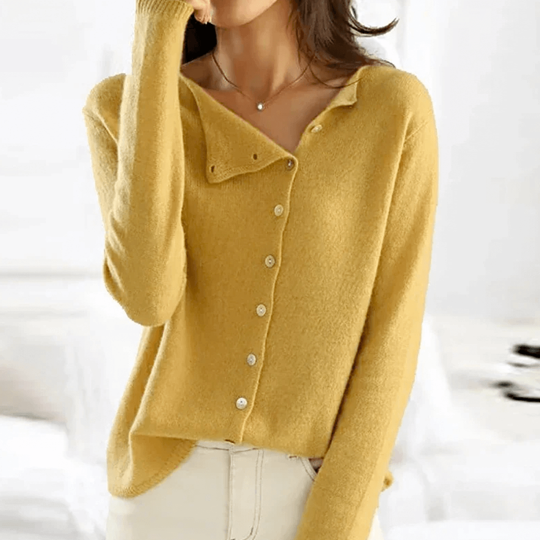 Women's Button Front Sweater in Yellow