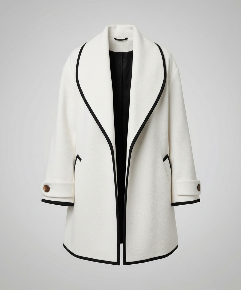 Women's Contrast Trim Winter Jacket in White