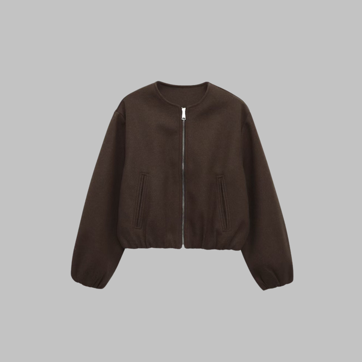 Women's Cropped Zip Jacket in Brown