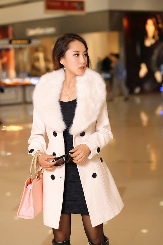 Women's Double Breasted Coat in White