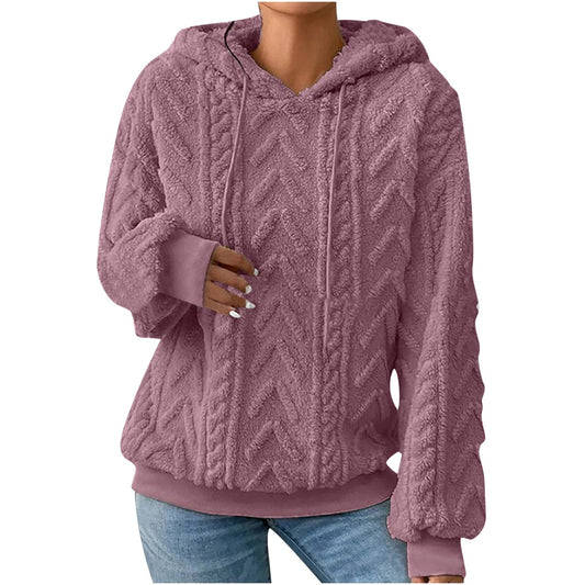 Women's Embossed Teddy Hoodie in Dusty Pink