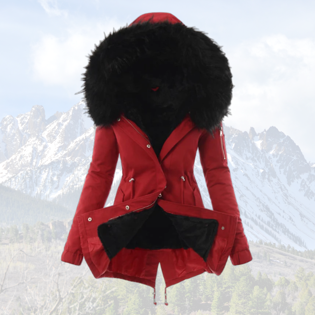 Women's Faux Fur Hooded Winter Coat in Red