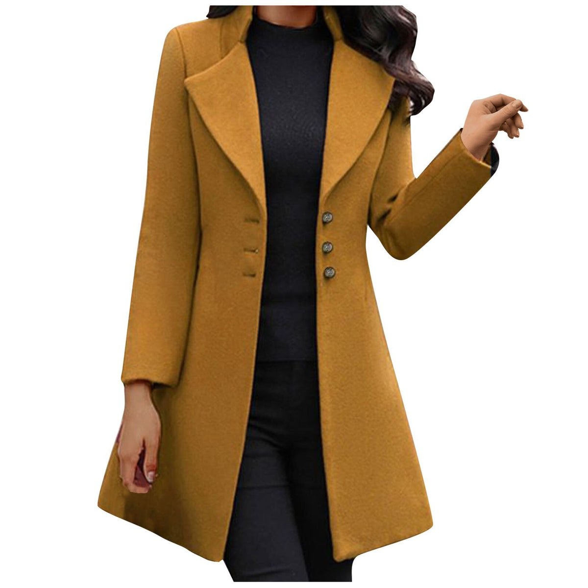 Women's Fitted Tailored Coat in Mustard