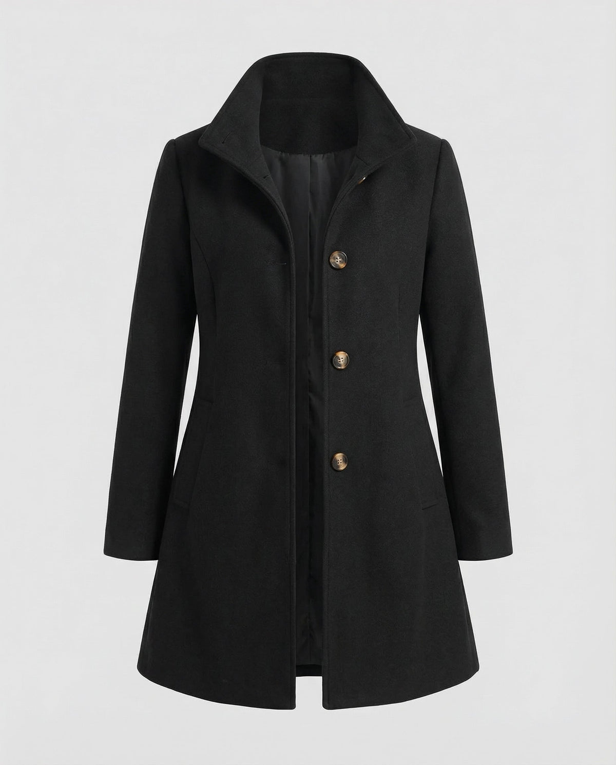 Women's Funnel Neck Coat in Black