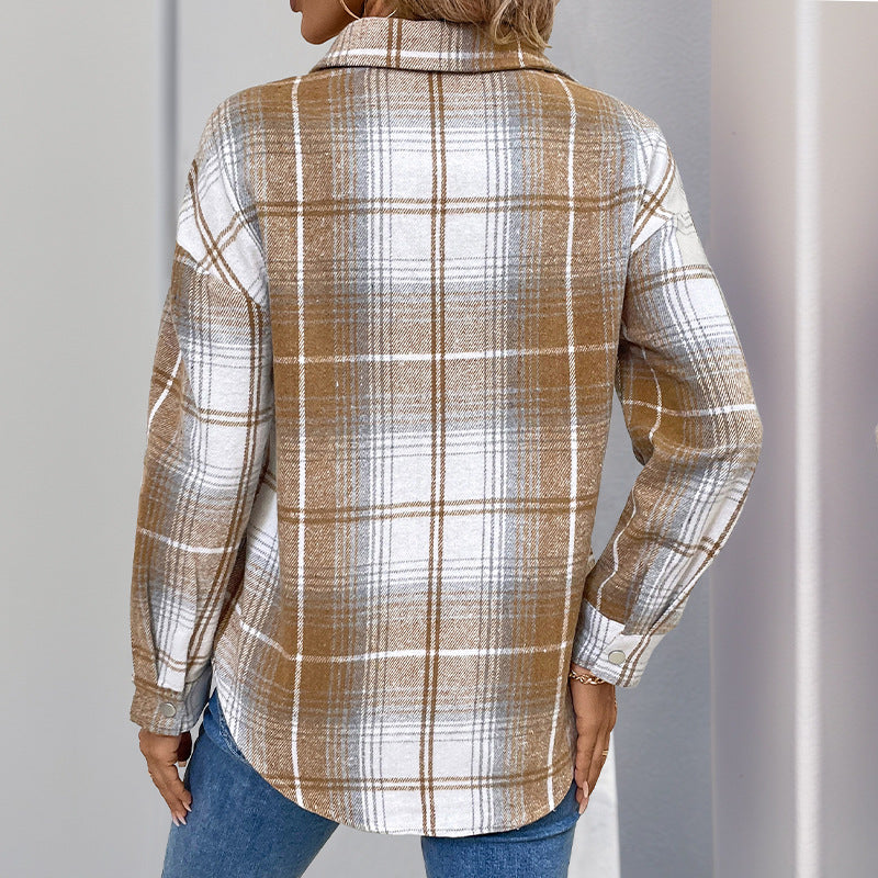 Women's Half Zip Check Flannel Shirt