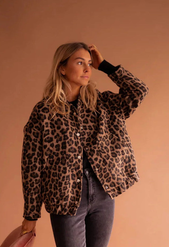 Women's Leopard Print Bomber Jacket