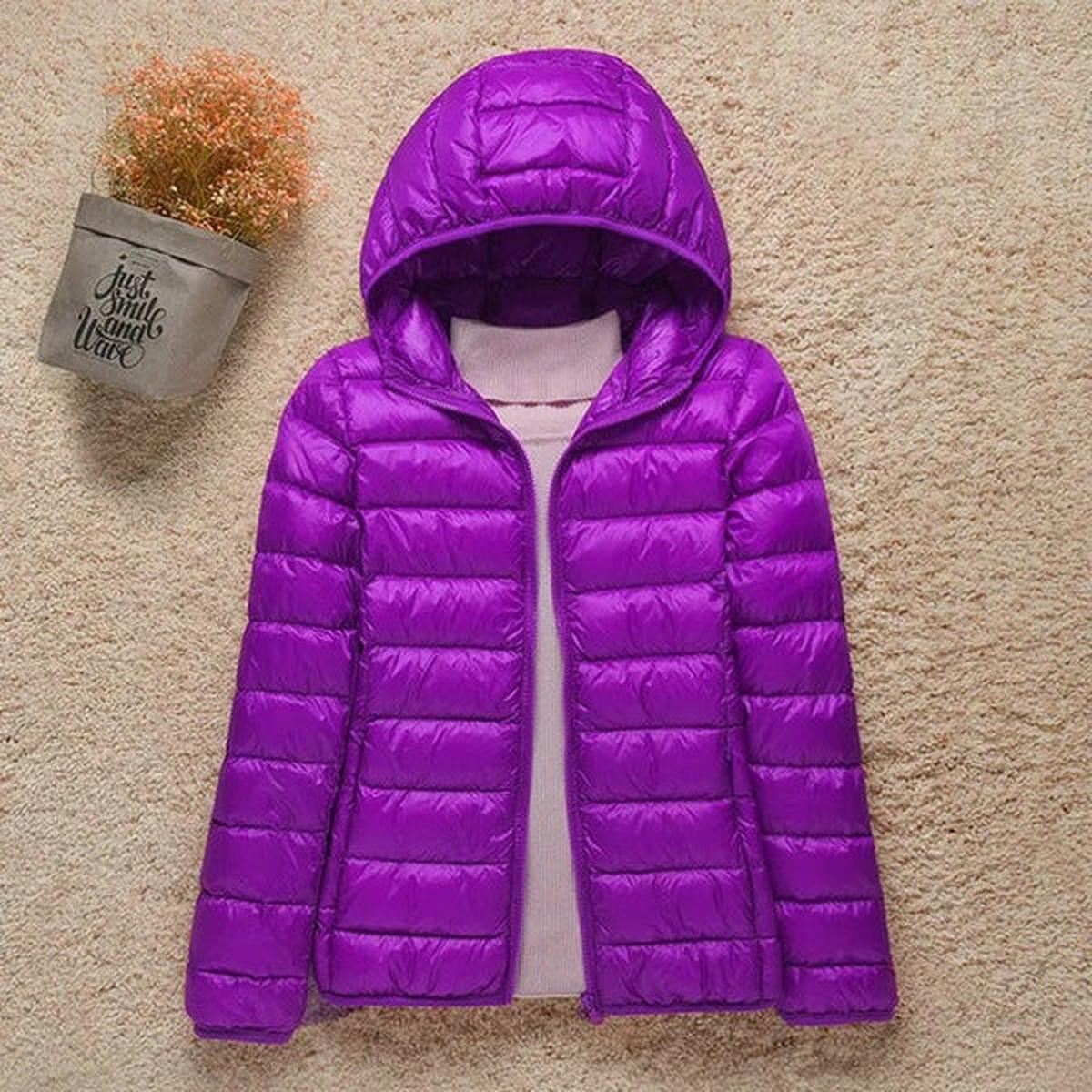 Women's Lightweight Puffer Winter Jacket in Purple