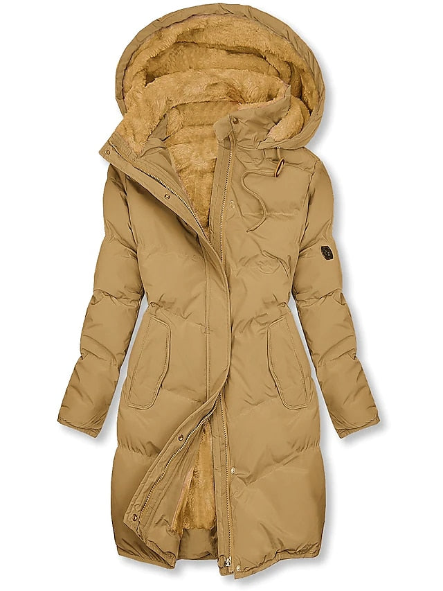 Women's Long Winter Coat in Yellow