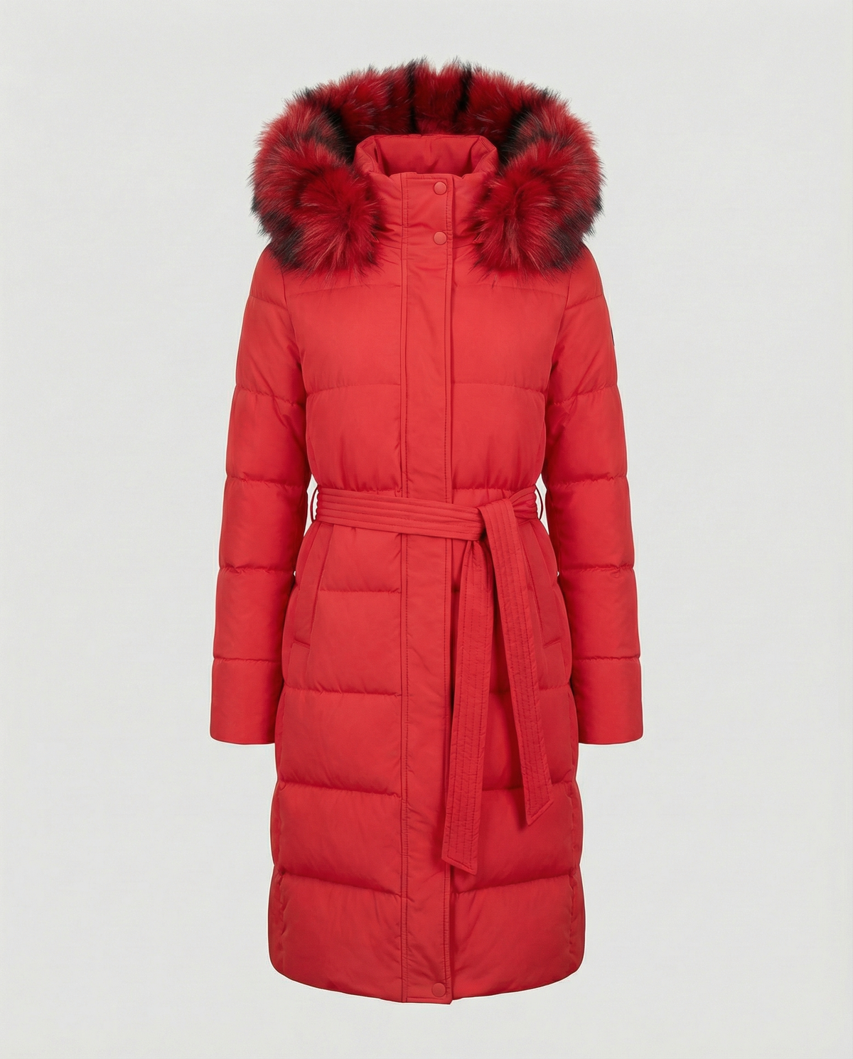 Women's Longline Padded Coat in Red