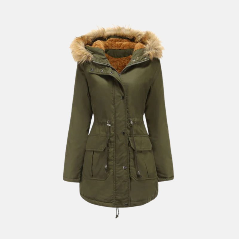 Women's Mid Length Parka in Green