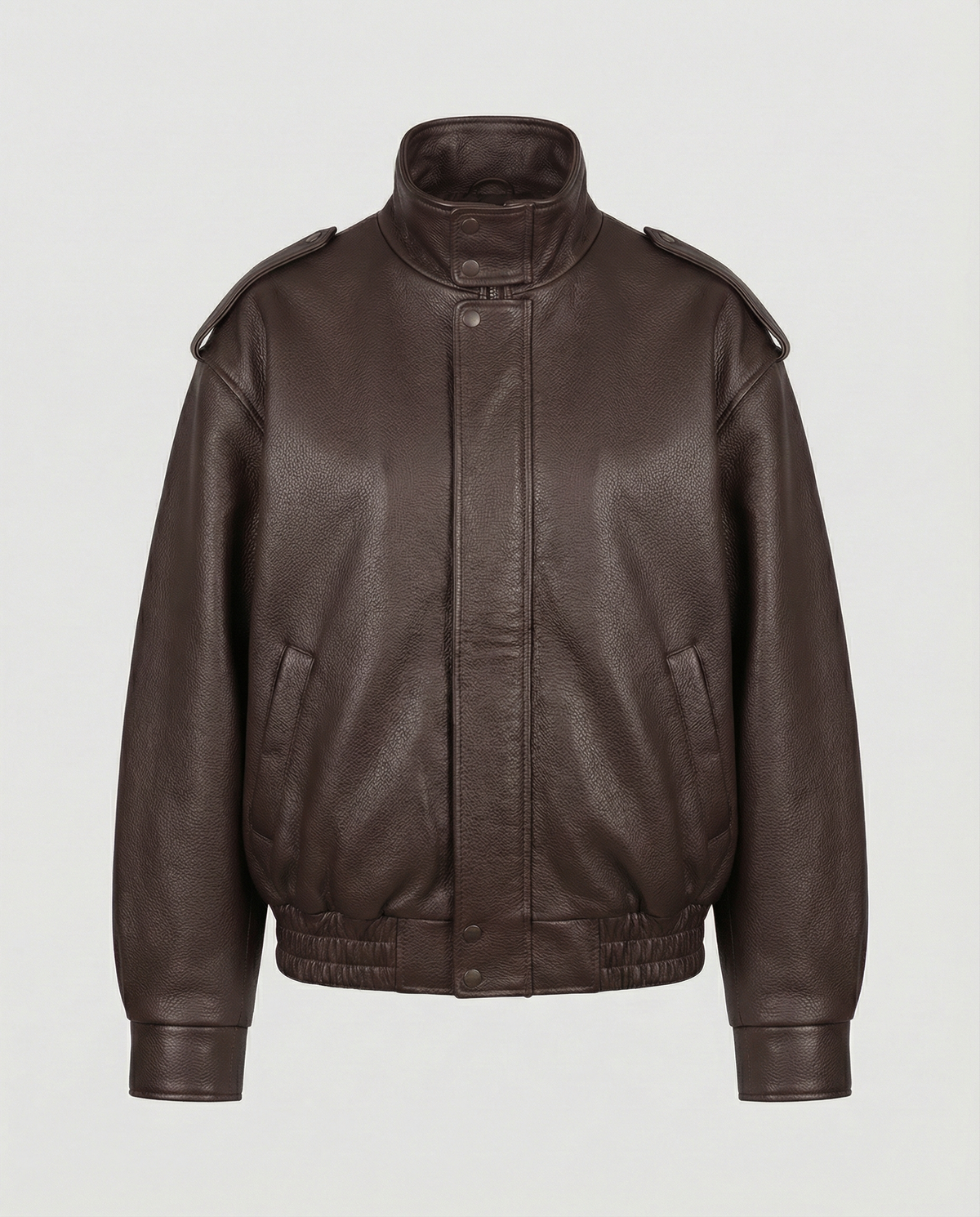 Women's Oversized Faux Leather Bomber in Brown