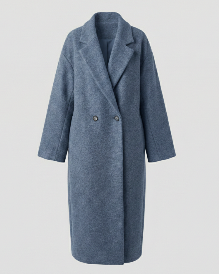 Women's Oversized Longline Coat in Blue