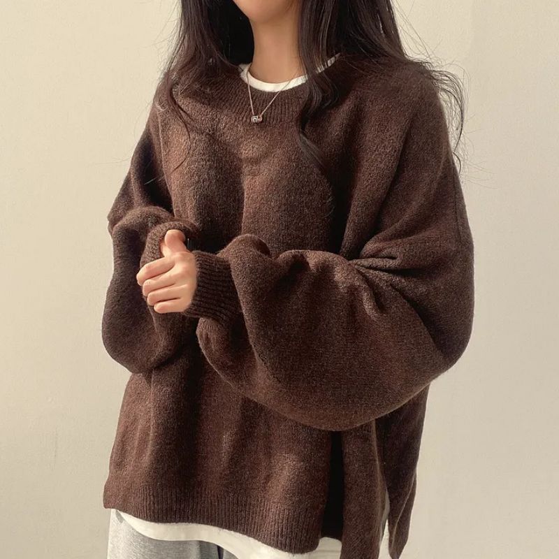 Women's Plush Oversized Sweater in Brown