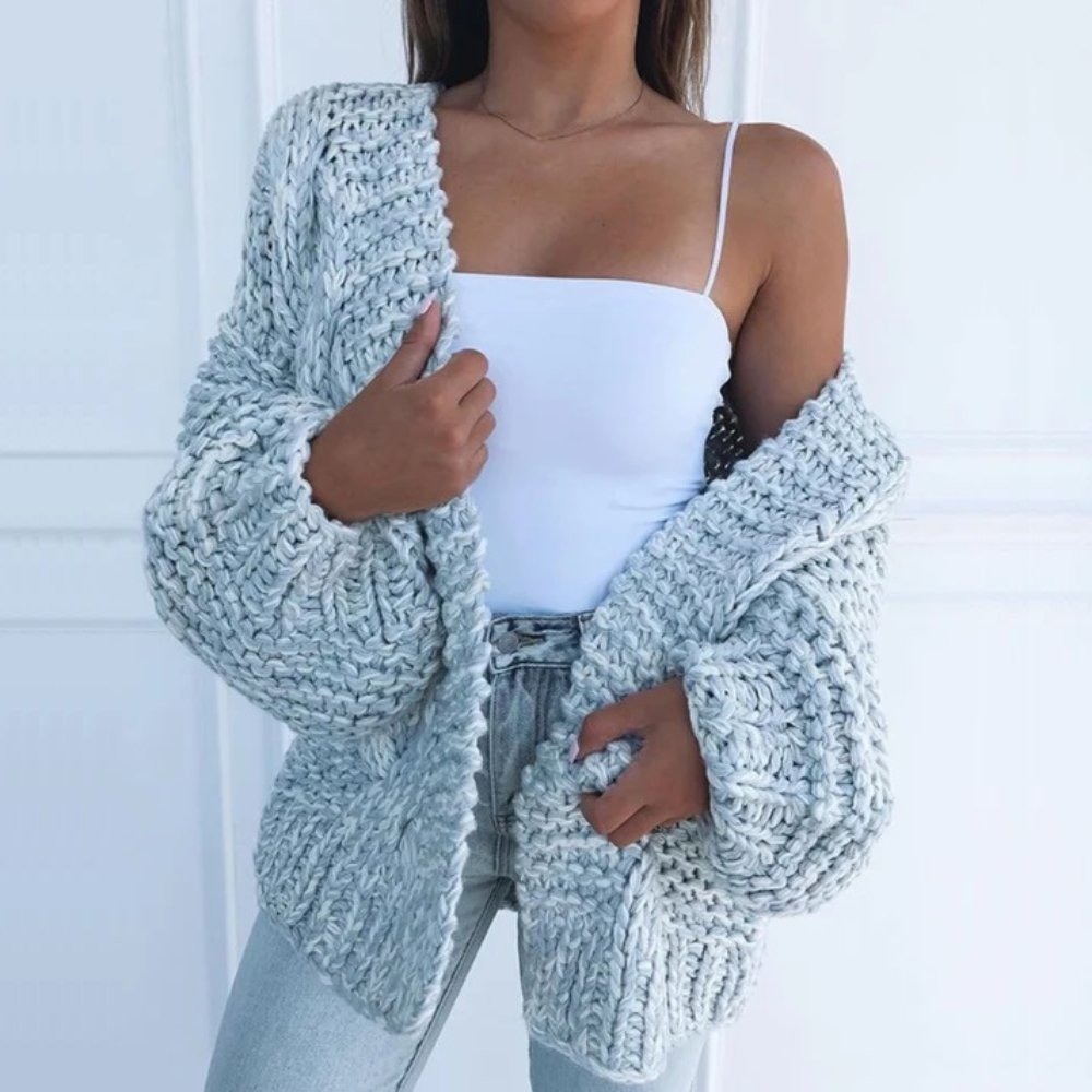 Women's Relaxed Knit Cardigan in Blue