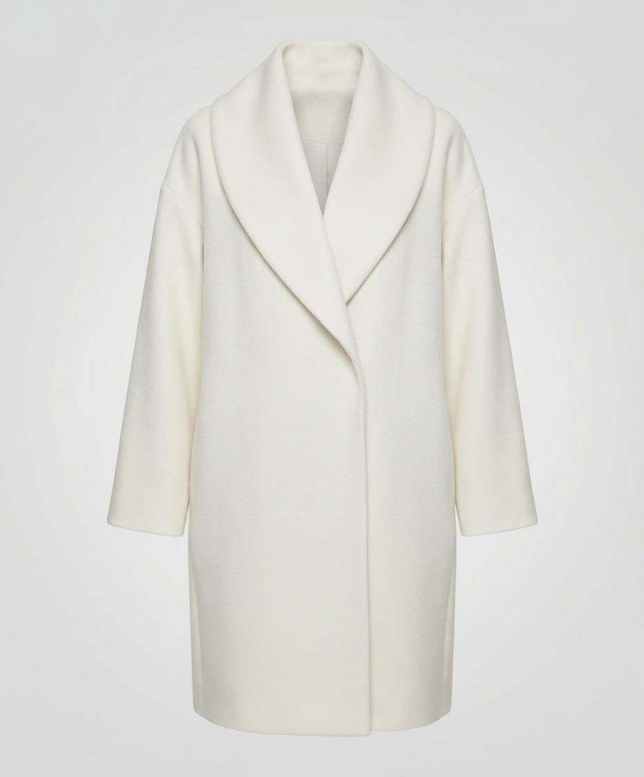 Women's Shawl Collar Coat in Ivory