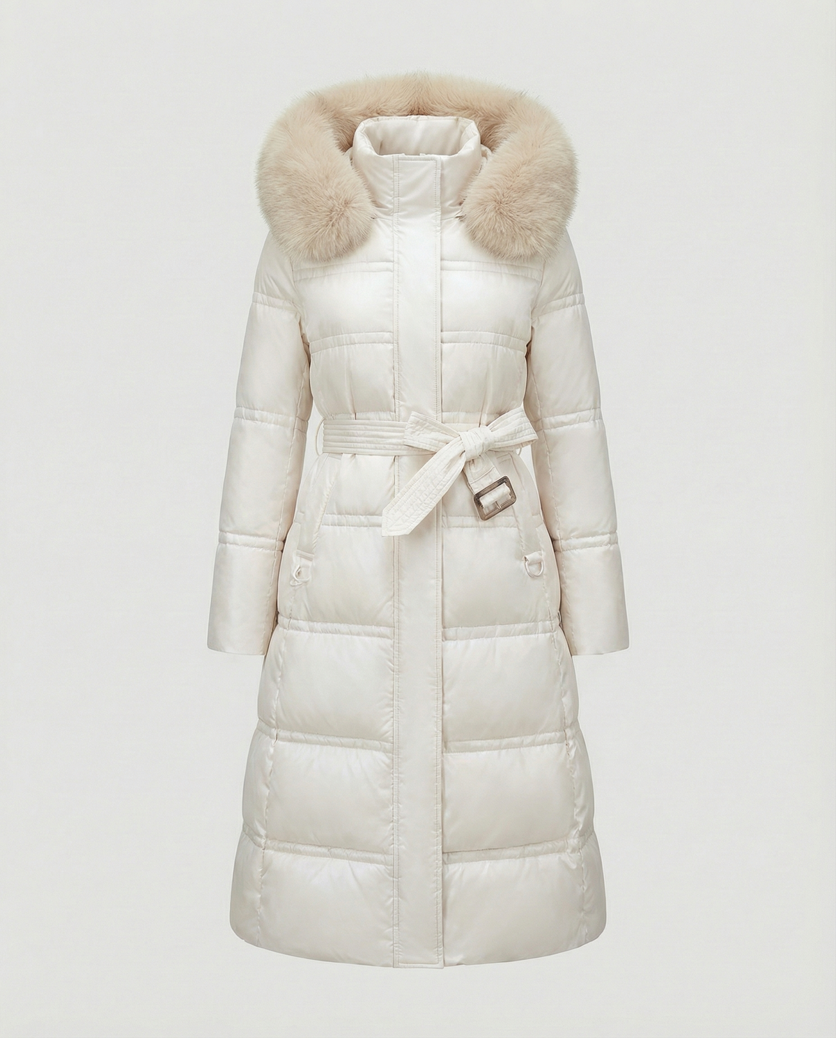 Women's Sherpa Lined Padded Coat in Cream (Beige Collar)