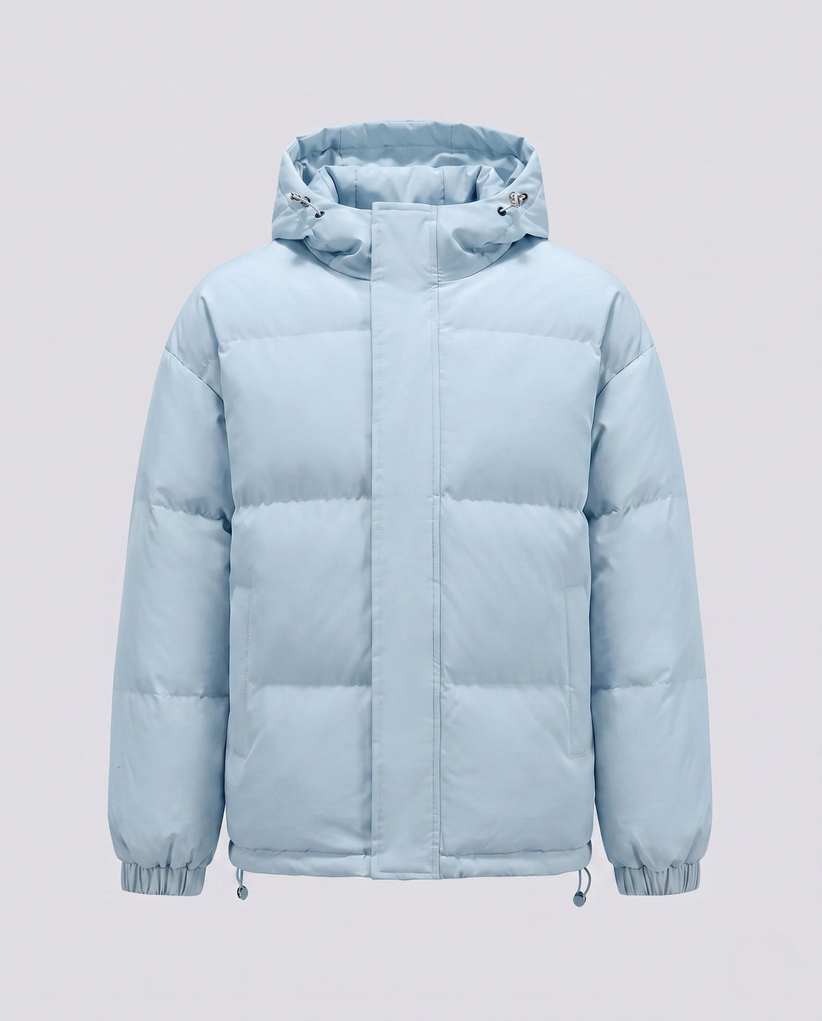 Women's Short Hooded Puffer Winter Jacket in Light Blue