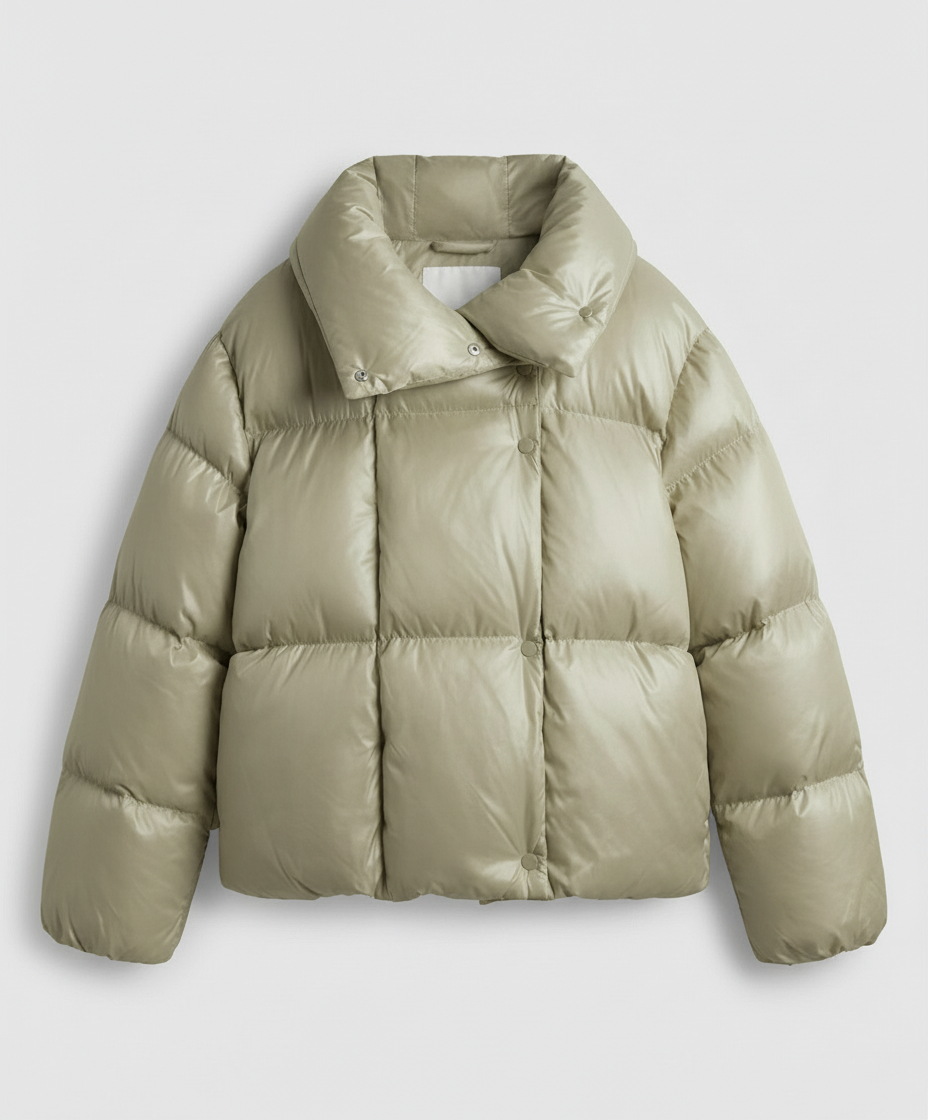 Women's Short Padded Coat in Sage Green