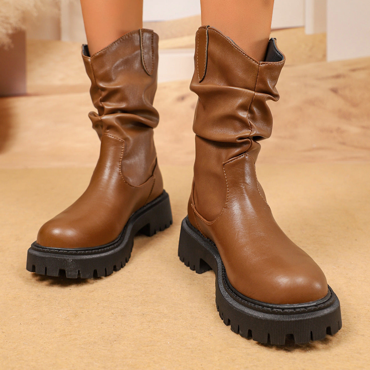 Women's Slouch Ankle Boots in Brown