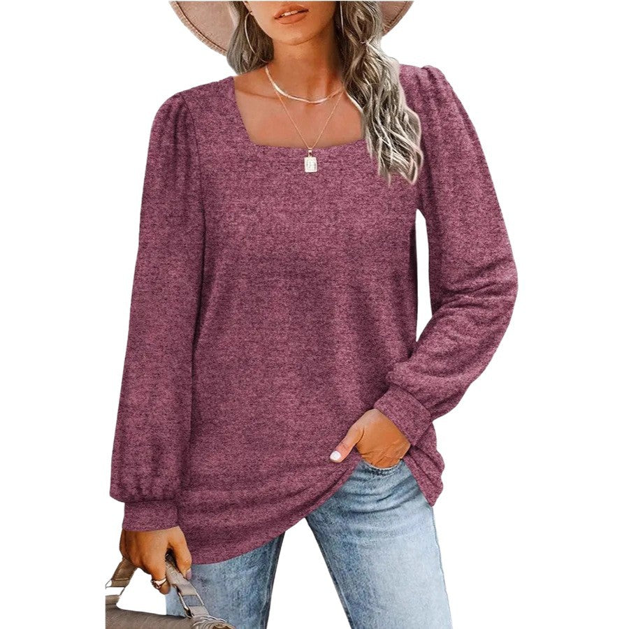Women's Square Neck Knit Top in Berry