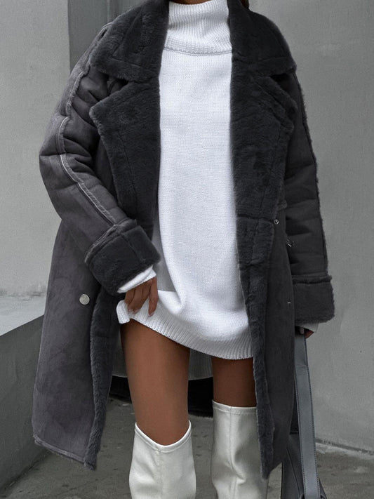 Women's Suede Shearling Coat