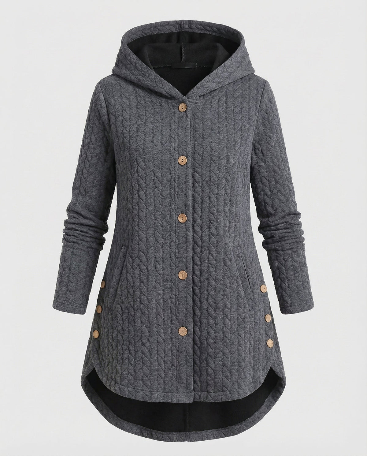 Women's Textured Hooded Winter Jacket in Grey