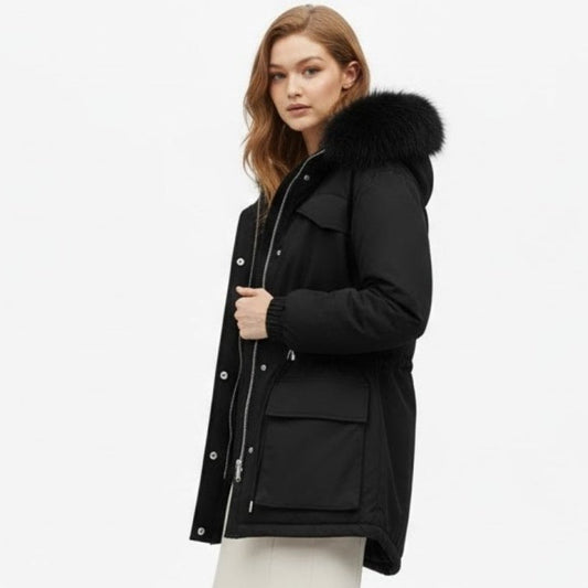 Women's Warm Faux Fur Trim Winter Parka