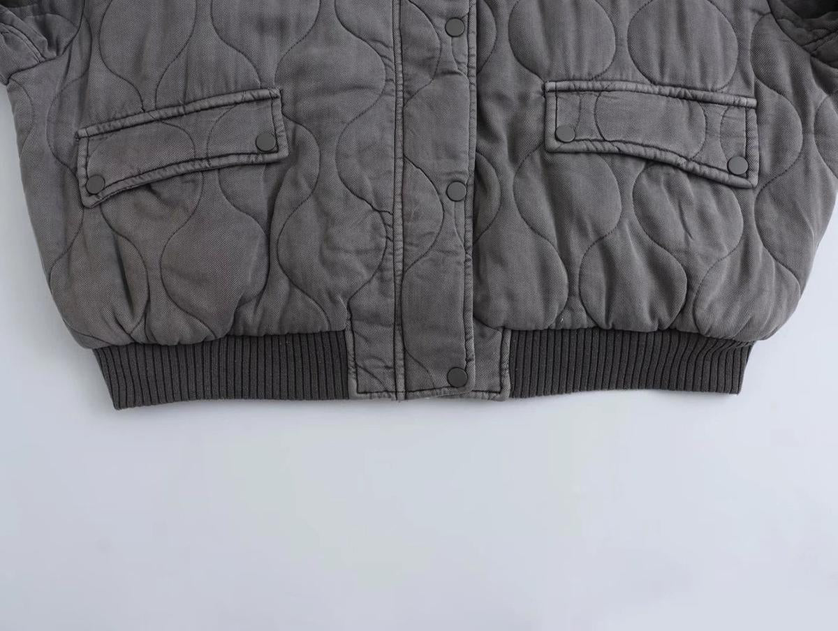 Women's Washed Quilted Bomber Jacket