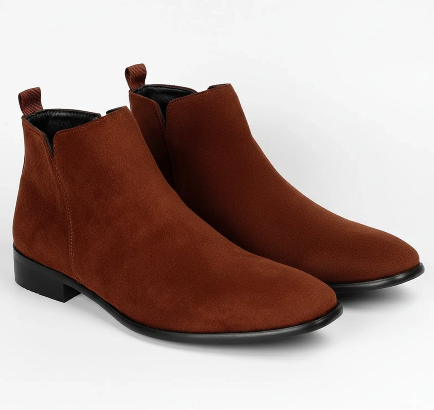 Men's suede winter Chelsea boots in dark brown