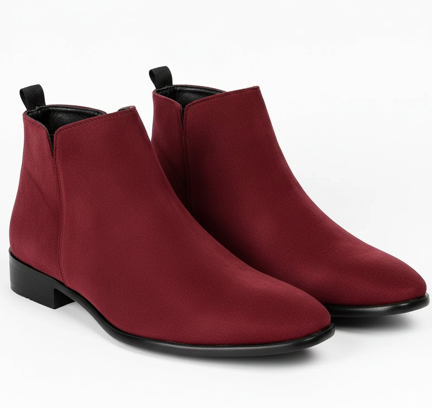 Men's suede winter Chelsea boots in burgundy
